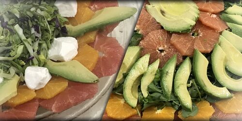 banner-2 A plate of fruit and avocado on the side.