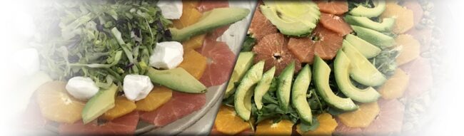 banner-2 A plate of fruit and avocado on the side.