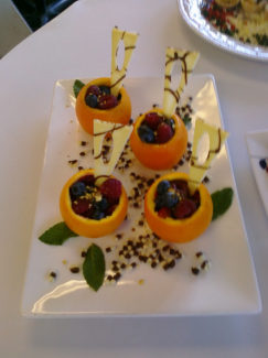 A plate of food that is on top of a table.