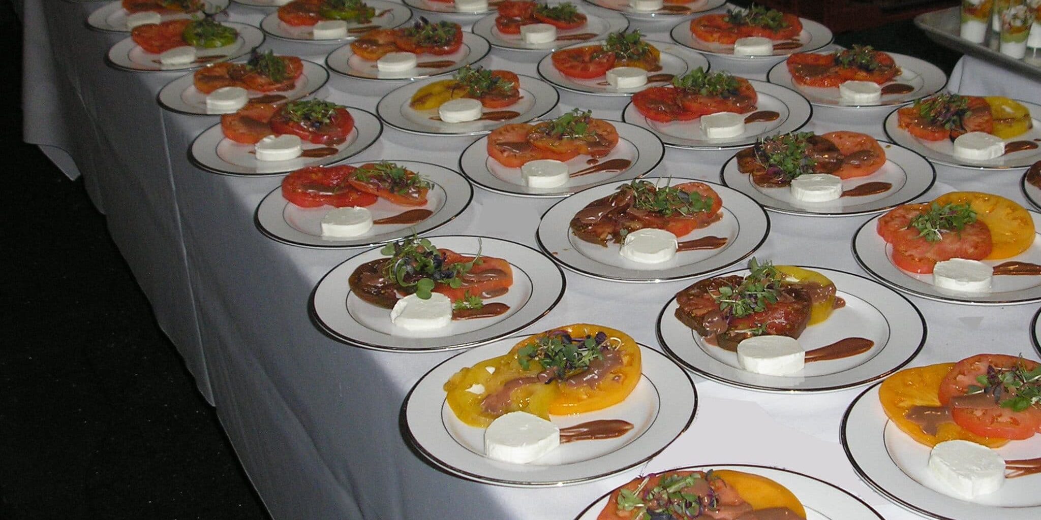 dinner-party-private-residence-6 A table full of plates with different types of food on them.