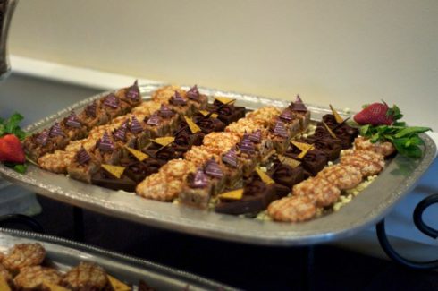 A tray of food that is on the counter.